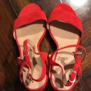 J Crew high heels sandals beautiful red suede